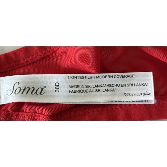 Soma Bra 38D Lightest Lift Modern Coverage Underwire Red Print with Floral - Picture 7 of 7